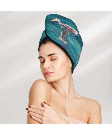 Super Absorbent Coral Velvet Hair Towel Wrap - Quick Dry for Long Curly & Thick Hair | Flowers in Glass Vase Design - Buy Online on GoSupps.com