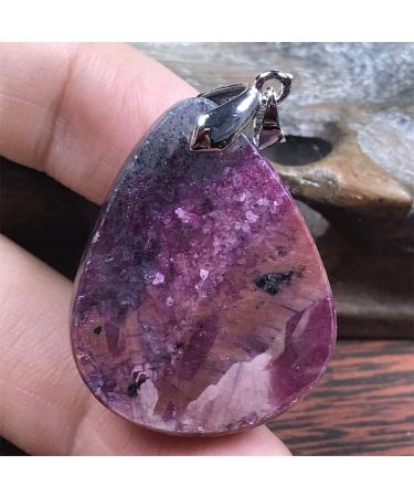 Natural Ruby Zoisite Pendant - Rare Red & Green Crystal Jewelry for Luck & Wealth - 31x25mm - Unique Gift for Men & Women - Buy Online on GoSupps.com