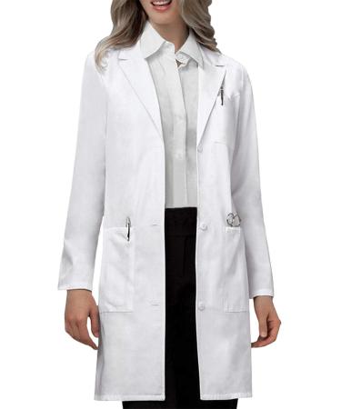 VOGRYE Professional Lab Coat for Women Men Long Sleeve White Unisex White Small