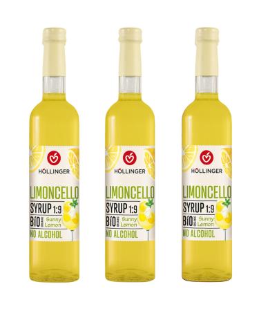 H llinger Sirop de Limoncello Bio Sans Alcool Pack de 3 Bouteilles en Verre de 500ml Ratio de Dilution 1:9 Pour Cocktails et Boissons Rafra chissantes
