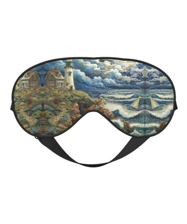 SSIMOO The Seaside Lighthouse Soft Sleep Eye Mask Female Breathable Eye Patch Perfect for Travel and Relaxation Black