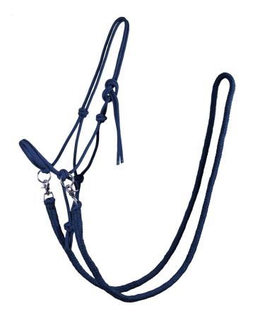 QHP knotted halter with reins robust 10 mm thick rope (Navy Warmblood) Warmblood Navy
