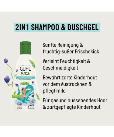  Guhl Guhl Kids 2-in-1 Shampoo and Shower Gel 250 ml - Specially Designed for Children - Does Not Pull - Child-friendly Design - Cosmos Natural Certified - Buy Online on GoSupps.com