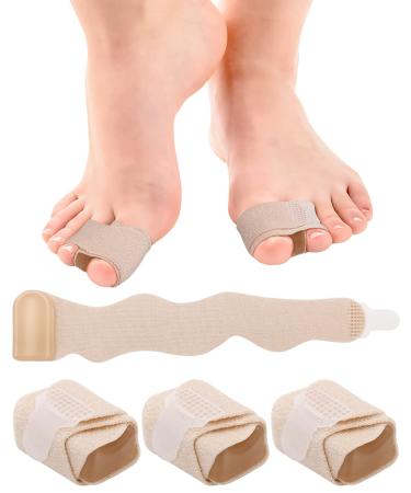 Golbylicc 4PCS Bunion Corrector Pad Toe Separators Wraps for Women Men Toe Spacers for Feet Pain Relief with Adjustable Cushioned Bandages for Hammer Toe Big Toe Overlapping Toes