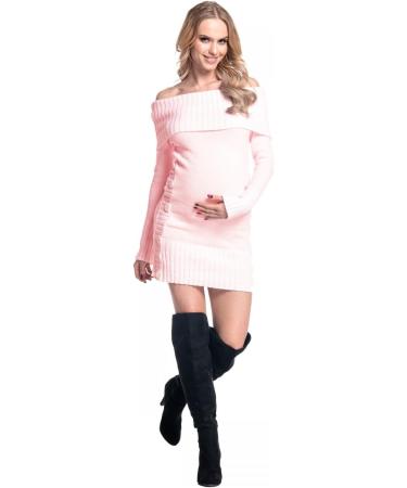 Happy Mama Maternity Bardot Knitted Jumper Dress 12-14 Powder Pink - Women's Pullover Sweater - Buy Online on GoSupps.com