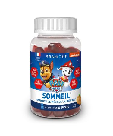 PAT PATROL GRANIONS Sleep Gummies | Dietary Supplement | Relaxation Healthy Sleep | Lemon Balm Extract Hawthorn | Apricot Flavor | No Animal Gelatin No Sugars | Made in FR | 60 Gummies