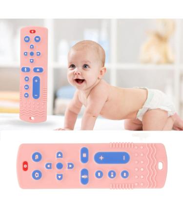 Silicone Teether Baby Teething Toy - Soft TV Remote Control Shape with Rich Color Textured Buttons in Pink - Buy Online on GoSupps.com
