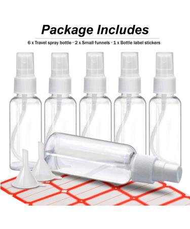 2oz Mini Spray Bottles - Travel Size Plastic Hand Spritzer for Liquids | Refillable Alcohol Spray with Funnel and Labels - Buy Online on GoSupps.com