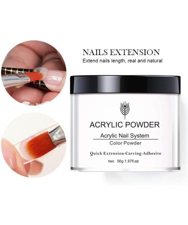 White Acrylic Powder 1.97oz Professional Acrylic Nail Powder Polymer White Nail Powder for Acrylic Nail Extension Carving Nails Acrylic Nails Extension for Nail Art (White) - Buy Online on GoSupps.com