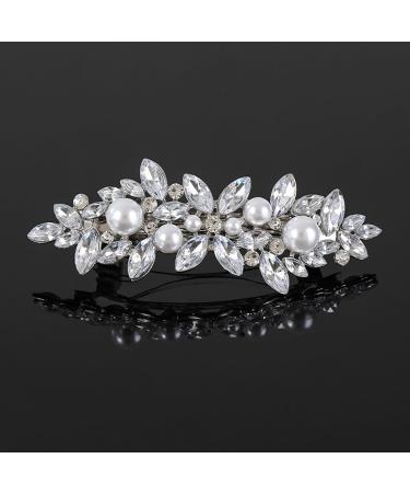 Prosy Crystal Hair Clips Vintage Pearl Hairpiece Clips Rhinestone Hair Barrette Crystal Decorative Hair Accessories for Women and Girls (Silver) - Buy Online on GoSupps.com