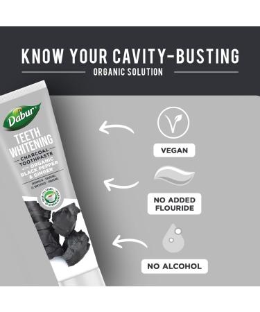 Dabur Teeth Whitening Charcoal Toothpaste 100ml with Organic Black Pepper & Ginger - Buy Online on GoSupps.com