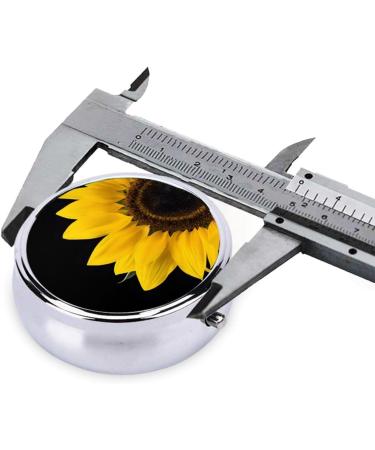 Wild Sunflower Round Pill Box - 3 Compartment Mini Decorative Pocket Organizer for Travel & Vitamins - Buy Online on GoSupps.com