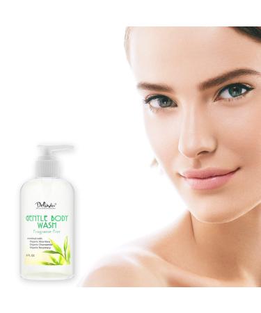 Deluvia Gentle Body Wash - Moisturizing Formula with Aloe Vera Organic Jojoba Oil and Vitamin E for All Skin Types - Unscented & Sensitive Skin Friendly - Buy Online on GoSupps.com