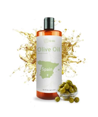 Olive Oil - 100% Pure Cold Pressed Natural Olive Oil (Aceite de Oliva) for Essential Oils Dilution Massage & Skincare - Premium Grade (16oz) Olive Oil 16 Fl Oz (Pack of 1)
