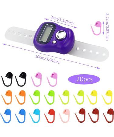 LAMXD Knit Counter with 20 Stitch Markers - Finger Digital Row Counter for Crocheting - Buy Online on GoSupps.com