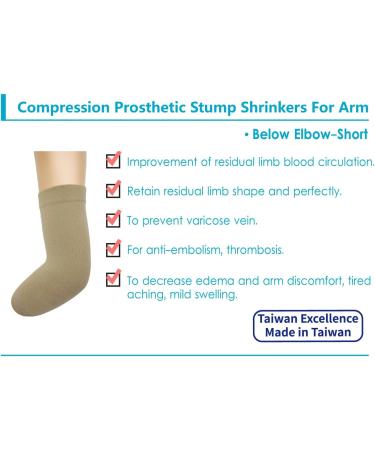 Prosthetic Stump Shrinkers for Arm - Below Elbow Compression Sleeve | Healthcare Amputee Support | 20-30mmHg Elastic | Taiwan Excellence 2XL | Morocco 2XL - Buy Online on GoSupps.com