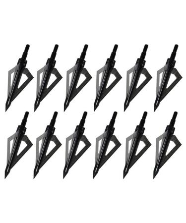 Sinbadteck Hunting Broadheads, 12PK 3 Blades Archery Broadheads 100 Grain Screw-in Arrow Heads Arrow Tips Compatible with Traditional Bows and Compound Bow Black