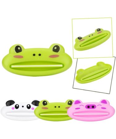 Cartoon Animal Plastic Frog Cat Panda Pig Shaped Toothpaste Cream Squeezers - Pack of 4 Mix Designs Toothpaste Tube Squeezer Dispenser Pink Pig 9 * 4 9*4 Pink Pig