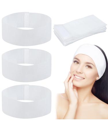 Sdfsdf 128 Pieces Disposable Spa Facial Headbands Stretch Non-Woven Facial Headband Soft Skin Care Hair Band with Convenient Closure for Women Girls Salons Esthetician Supplies  White Large