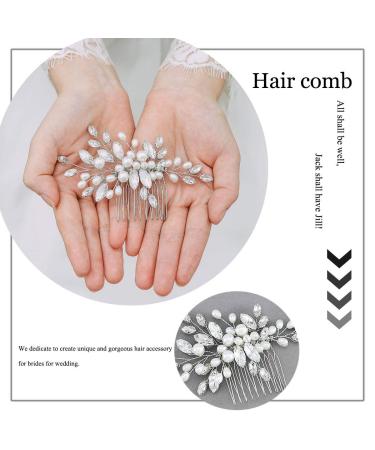 Edary Bridal Silver Wedding Hair Combs - Rhinestone & Pearl Hair Accessories for Women & Girls - Buy Online on GoSupps.com