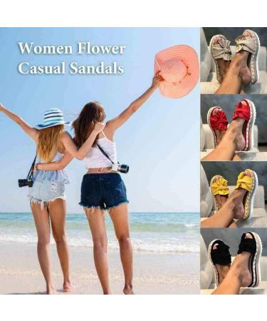 Comfortable Women's Plateau Sandals - Summer Suede Open Toe Non-Slip Beach Espadrilles (Size 6.35 US / 5.41 EU) - Buy Online on GoSupps.com