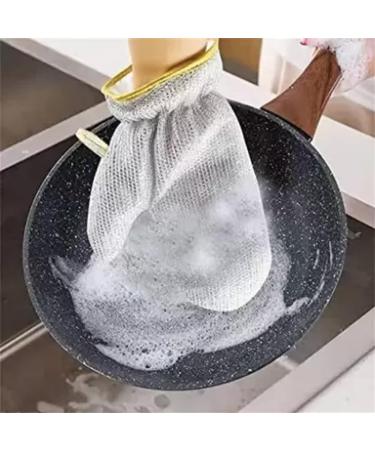 Dewedrt Wire Dishcloth Multipurpose Wire Dishwashing Clean Gloves Kitchen Tool Silver & Yellow 1Pair - Buy Online on GoSupps.com