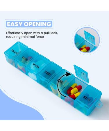 Pill Organiser Pill Box 7 Day. Mon-Sun. 1 Times a Day Weekly Medicine Storage Box. Strong Box. Blue - Buy Online on GoSupps.com