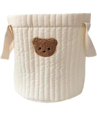Newwyt Bear Storage Bucket Beige Cotton Storage Basket Diaper Bag Large Capacity Cotton Storage Bin for Home Nursery Room - Buy Online on GoSupps.com