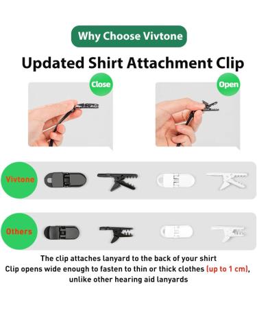 Vivtone Anti-Lost Lanyard for BTE Hearing Aids - Set of 2 White Clips for Seniors and Kids - Buy Online on GoSupps.com