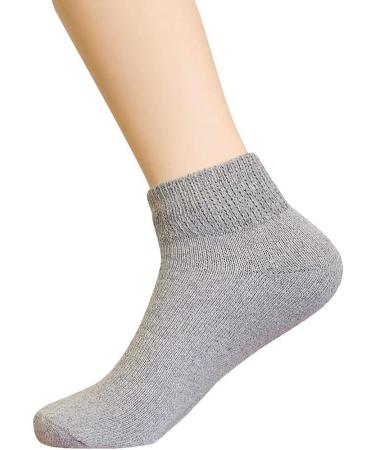 3 Pair Diabetic Ankle Quarter Crew Socks Grey Cotton Men Women 10-13 - Circulatory Support - Buy Online on GoSupps.com
