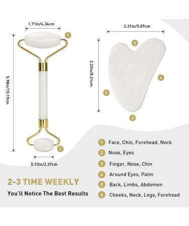 Jade Roller & Gua Sha Face Roller Gua Sha Facial Tool 100% Natural Jade Anti-Aging Face Massager for Face Eyes Neck Body Muscle Relaxing - Buy Online on GoSupps.com