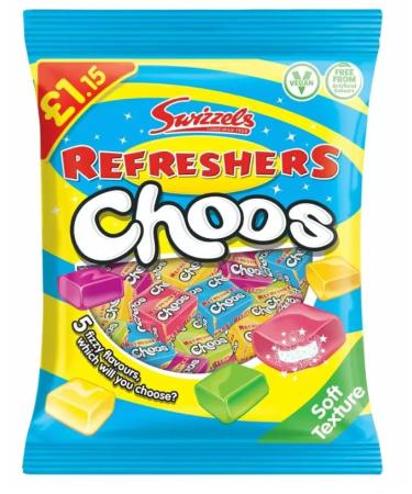 Ellies Jellies Swizzels Refresher Choos 1.15 PMP 115g x3