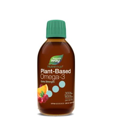 Nature's Way NutraVege Plant-based Omega-3 Extra Strength Vegetarian Liquid Omega-3 Supplement with 1000mg EPA + DHA - Cranberry Orange Flavour Supports Healthy Heart Eyes and Brain Function in Adults 200 mL Cranberry Orange Flavour 200 ml (Pack of 1)