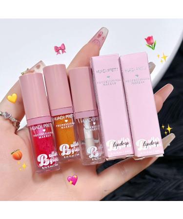 Hydrating Lip Glow Oil Clear Plumping Lip Gloss Glass Water Lifter Gloss Hydrating Lip Gloss Plumping Water Gloss Lip Gloss Moisturizing Sweet Lip Glaze Non-Sticky Tinted Lip Oil (3 Colors)