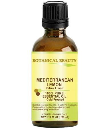 LEMON (Mediterranean) ESSENTIAL OIL. 100% Pure Therapeutic Grade Premium Quality Undiluted. 3.33 Fl.oz.- 100 ml.