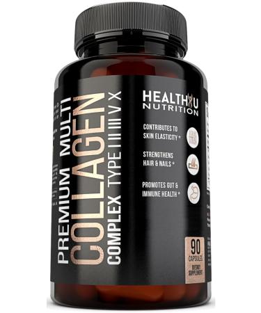 Premium Multi Collagen Peptides Pills - Hydrolyzed Collagen Capsules for Men and Women Types 1 2 3 5 10 - Collagen Supplements for Men - Colageno Hidrolizado Pastillas para Hombre Mujer 90 caps - Buy Online on GoSupps.com