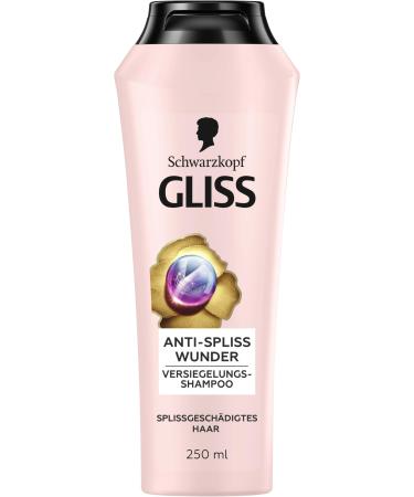 Gliss Miracle Anti-Split Ends Shampoo (250 ml) Shampoo with Ionic Complex and Grape Seed Oil Care Shampoo for Damaged Hair Seals Split Ends Long-Lasting