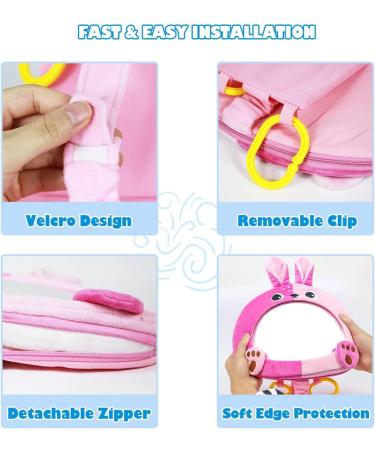 AIPINQI Baby Car Mirror - 100% Shatterproof Safety | Rear and Forward Facing Cartoon Mirror for Infant and Newborn (Rabbit) - Buy Online on GoSupps.com