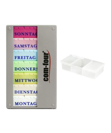 Com -Four drug doser 7 days - medication box (in the morning lunch in the evening) - Pill dose - tablet box - weekly doser (01 pieces - silver -color black with accessories V2)