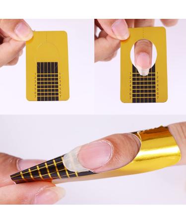 Menyiyds 200 Self-Adhesive Nail Templates - Gel Nail Extension & Styling Gold Templates for Perfect Designs - Buy Online on GoSupps.com