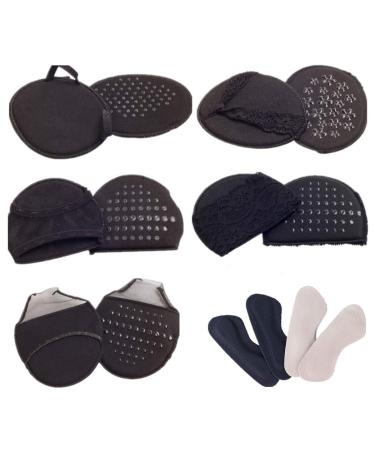 Non-Slippery Forefoot Cushion Padding Ball of Foot Insole (5 Pairs Cushion and 2 Pairs Heel Grip)