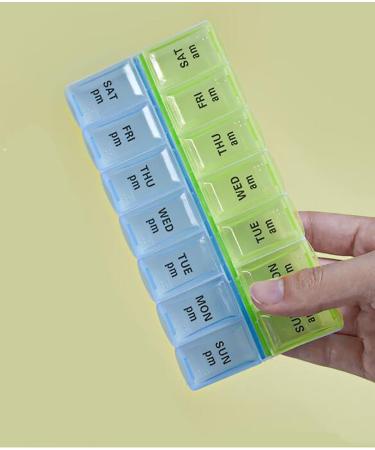 7 Day AM PM Pill Organizer - Large Weekly Pill Box for Vitamins & Medications | Blue & Green - Buy Online on GoSupps.com