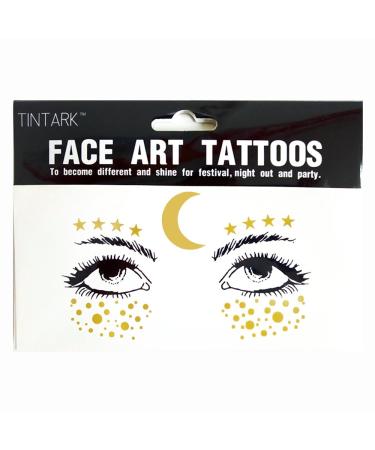 Gold Glitter Metallic Face Tattoo Sticker for Makeup, Dancers & Parties - Buy Online on GoSupps.com