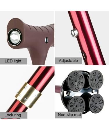 Foldable Walking Stick Telescopic Walking Stick with LED Light Handle Crutches Aluminum Alloy Height Adjustable Mobility Aid for Elderly Basewalking Stick Wisdom - Buy Online on GoSupps.com