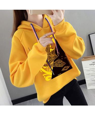 Bigfanshu Womans Tops Winter Fashion Blouse Hoodies Character Print Sweatshirt Yellow - Buy Online on GoSupps.com