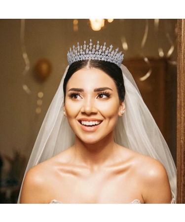 Jorsnovs Cubic Zirconia Bridal Crown - CZ Princess Tiara for Wedding, Prom & Birthday Parties - Buy Online on GoSupps.com
