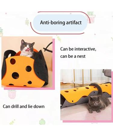 Foldable Cat Tunnels Bed with Holes - DIY Pet Play Mat for Interactive Fun - Grey Yellow Felt Cloth Design for Infinite Extension - Buy Online on GoSupps.com
