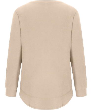 MRGIINRI Womens Long Sleeve Crewneck Sweatshirt Dressy Casual Top - Beige, Large - Buy Online on GoSupps.com