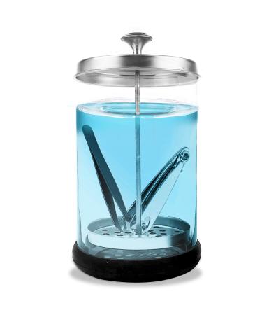 JJ CARE Disinfectant Jar (21 oz) | Barber Jar Glass with Removable Basket | Salon  Manicure  Implement & Barber Disinfectant Jar with Stainless Steel Cap
