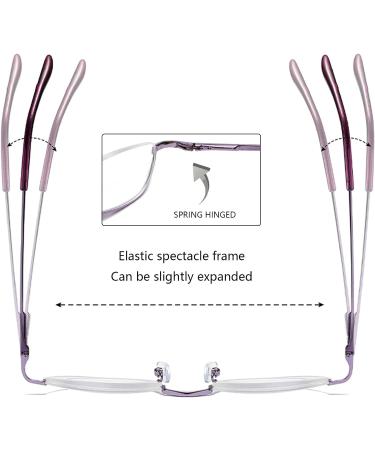 Hubeye 3 Pairs Half Moon Reading Glasses - Slim Metal Frame - 2.0 Dioptres - Purple/Gold/Silver - Buy Online on GoSupps.com